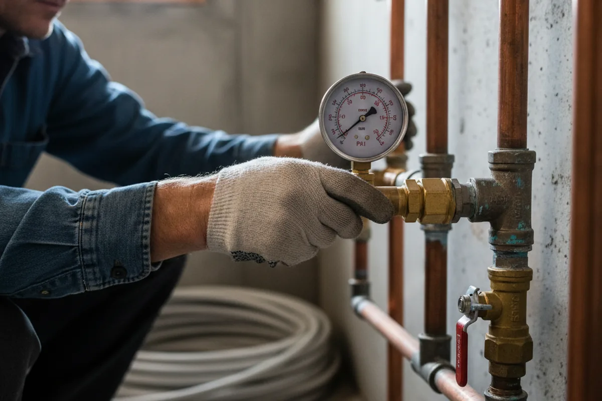 Pressure testing a repaired line during Water Line Repair in Grasston